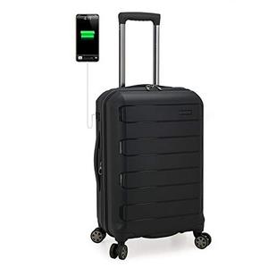 lot 86000295 image: Travelers Choice Pagosa Indestructible Hardshell Expandable Spinner Luggage, Black, Carry-on