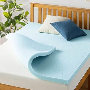 lot 86000345 image: Best Price Mattress 2 Inch Ventilated Memory Foam Mattress Topper, Cooling Gel Infusion, King, Blue
