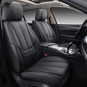 lot 86000347 image: Coverado Universal Car Seat Covers Full Set, 5 Seats, Waterproof Nappa Leather Auto Seat Protectors - Front and Rear Fit for Most Sedans SUV Pick-up Truck, Black - two front seats only