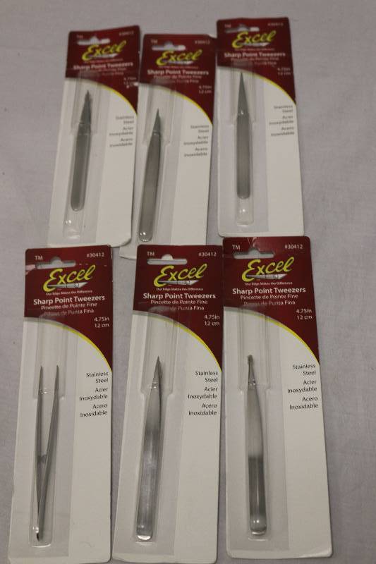 lot 6659 image: 6 NEW Excel Tweezers Sharp