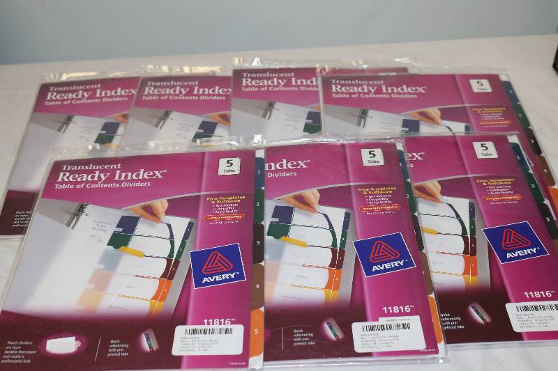 lot 6695 image: Avery 11816 Index Dividers New Packs