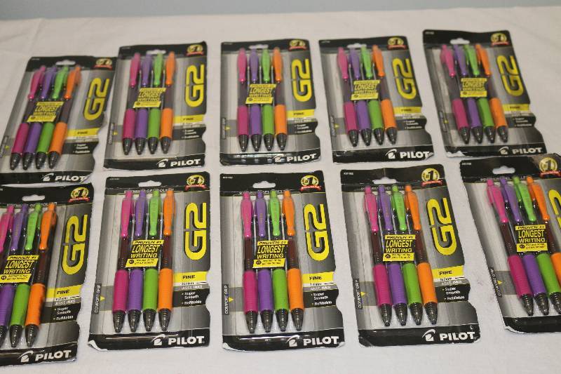 lot 6696 image: 10 Packs G2 Pilot Gel Pens - Assorted Inks - .7mm NEW