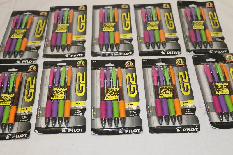 lot 6697 image: 10 Packs G2 Pilot Gel Pens - Assorted Inks - .7mm NEW