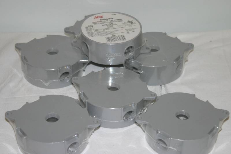 lot 7341 image: 7 5-Hole Round Outlet Box All Weather