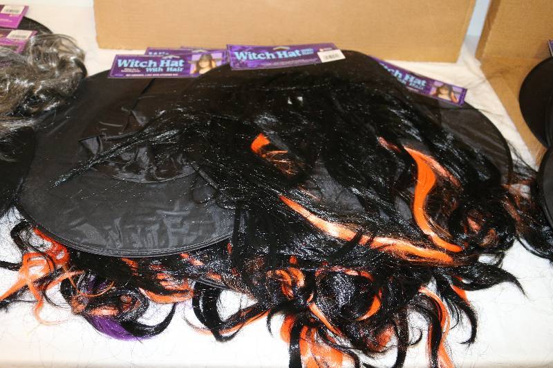lot 6929 image: 12 Halloween Witch Hats - Black and Orange