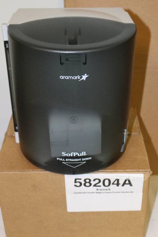 lot 6976 image: NEW Aramak Translucent Smoke SofPull Papertowel Dispenser