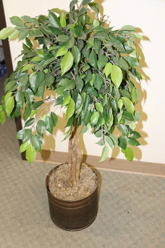 lot 6392 image: Artificial Plant in Metal Planter