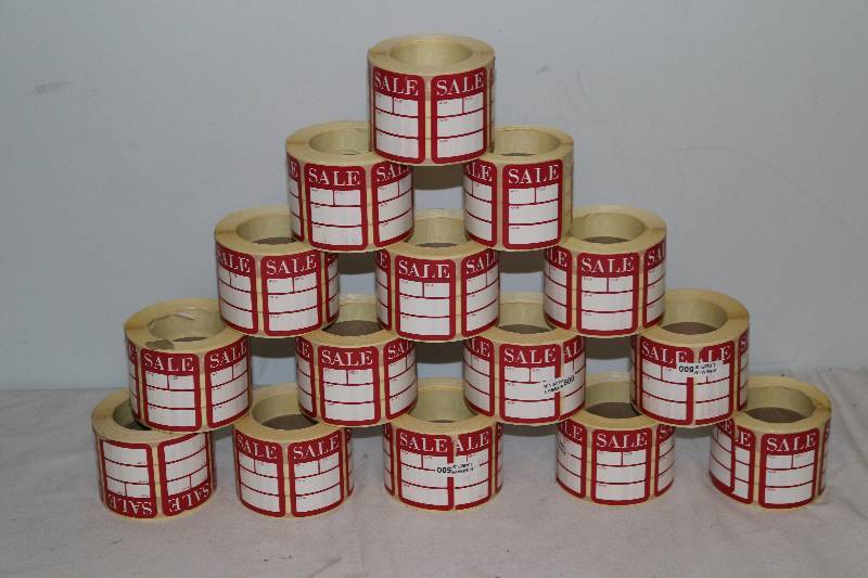 lot 6402 image: Red White Sale Stickers -Over 7000