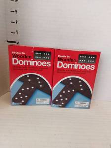 lot 40660 image: 2 Pressman Dominoes Double Six Wooden Dominoes