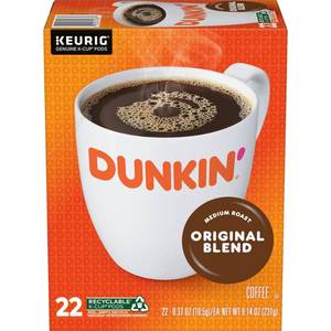 lot 40661 image: Dunkin Original Blend, Medium Roast, Keurig K-Cup Pods - 22ct