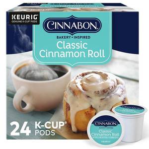 lot 40662 image: Cinnabon - Classic Cinnamon Roll Keurig Single-Serve K-Cup Pods, Light Roast Coffee, 24 Count