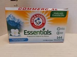 lot 40674 image: Arm & Hammer Essentials Mountain Rain Fabric Softener Sheets 144 Count