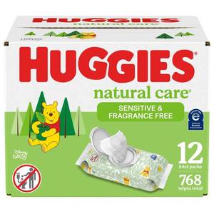 lot 40680 image: Huggies Natural Care Sensitive Unscented Baby Wipes - 768ct