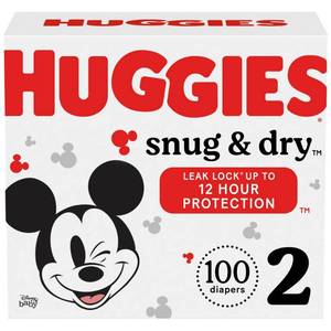 lot 40699 image: Huggies Snug & Dry Baby Diapers Size 2 100 Ct (Select for More Options)