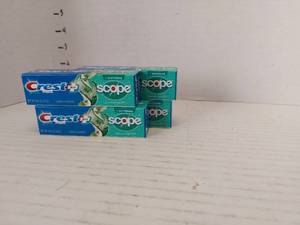 lot 40806 image: 4 Travel Size Crest  Scope Complete Whitening Toothpaste Minty Fresh .85 oz
