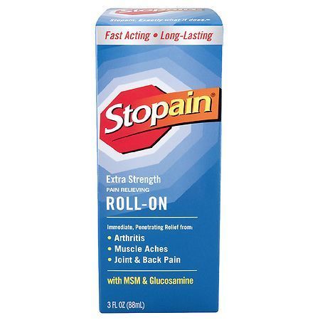lot 500407 image: Stopain Extra Strength Pain Relieving Roll-On with MSM & Glucosamine 3oz