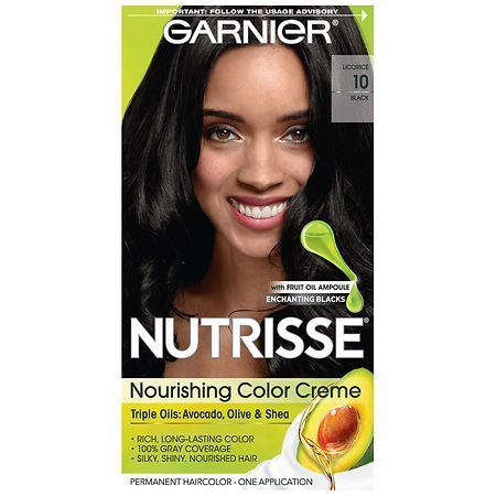 lot 500511 image: Garnier Nutrisse Nourishing Hair Color Creme 10 Black (Licorice) 1 Kit