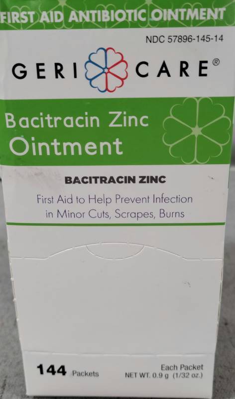 lot 500548 image: GERI CARE BACITRACIN ZINC OINTMENT 144 PACKETS