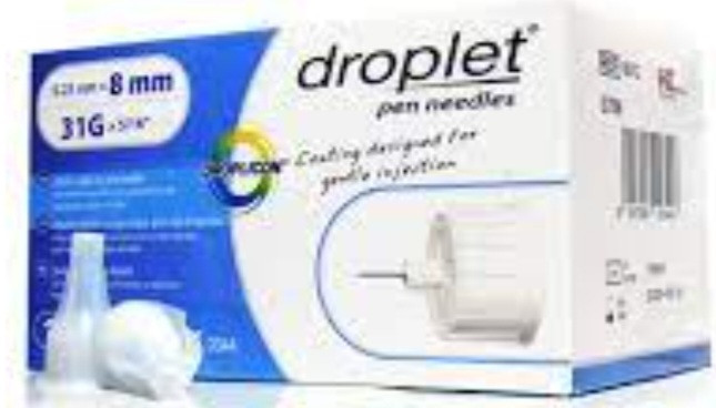 lot 500549 image: DROPLET PEN NEEDLE, 31G 8MM 100 CT.