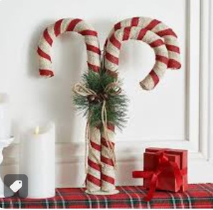lot 43532 image: Retail - $54.50 Home Reflections 18 Burlap Candy Canes
