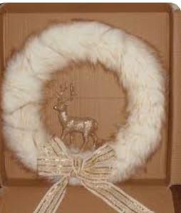 lot 43534 image: Retail - $61.00 Home Reflections 20 Woodland Faux Fur Wreath