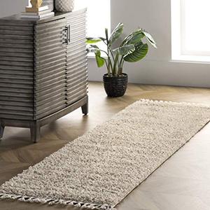 lot 43543 image: nuLOOM Neva Modern Tasseled Shag Runner Rug, 2 6 x 6, Beige