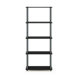 lot 43547 image: Furinno Turn-N-Tube 5-Tier Multipurpose Shelf Display Rack BlackGrey