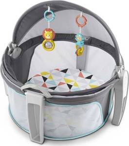 lot 43553 image: Fisher-Price Baby Portable Bassinet and Play Space On-the-Go Baby Dome with Developmental Toys and Canopy, Windmill