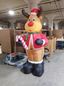lot 43564 image: 8 ft. Lighted Inflatable Reindeer Decor
