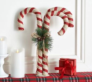 lot 43575 image: Retail - $54.50 Home Reflections 18 Burlap Candy Canes with