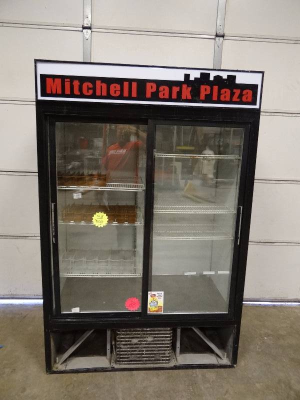 lot 371 image: Beverage Air Double Sliding Glass Door Reach-In Cooler