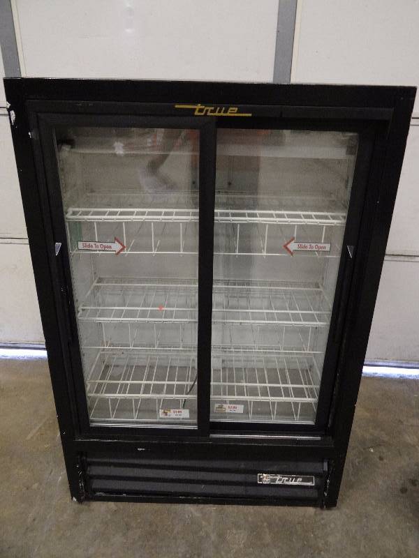 lot 373 image: True 36 Narrow Depth Double Sliding Glass Door Display Cooler