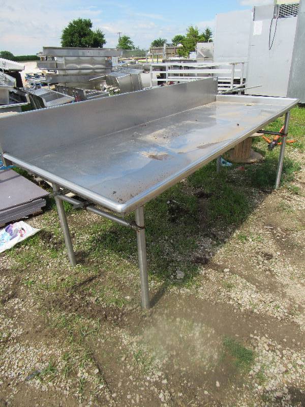 lot 628 image: 96 Stainless Top Work Tables With Surrounding Lip