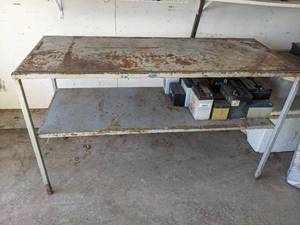 lot 859 image: 2 - Tiered Metal Shop Table