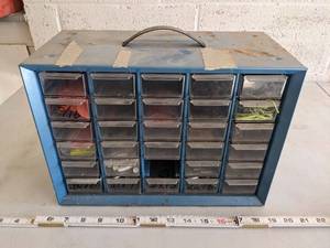 lot 861 image: 30 Drawer Hardware Bin W Contents  Missing One Drawer