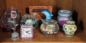 lot 572 image: Candles, Clock, Dolphin, Swan and Decor.