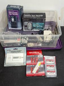 lot 660 image: Optimus and Vox Cassette Recorders and Cassettes.