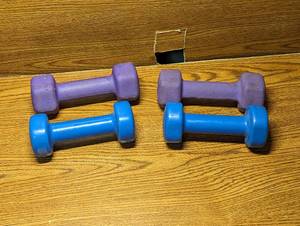 lot 669 image: Pair of 5lbs and 2lbs Dumbbells.