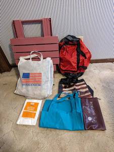 lot 742 image: Reusable Bags, Pillow Cover and Plastic Stand.