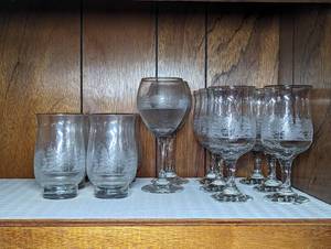 lot 783 image: Snowy Forest Christmas Tumblers, and Goblets.