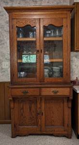 lot 791 image: Vintage Wooden Step Back Cupboard. NO Contents.