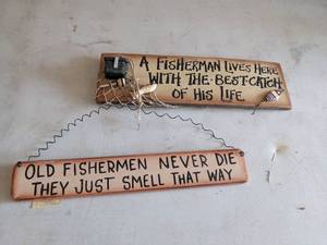lot 975 image: (2) Novelty Fishing Wall Art