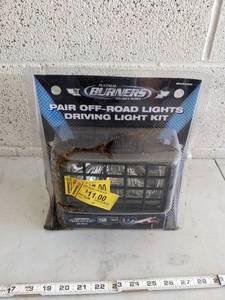 lot 1076 image: Burners Pair Off-Road Lights Driving Light Kit.