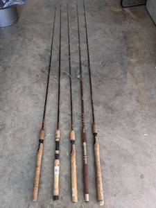 lot 1080 image: (5) Fishing Poles.