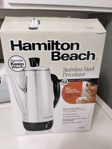 lot 1156 image: Hamilton Beach Stainless Steel Percolator.