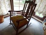 Vintage wood rocking chair w/ padded seat