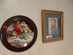 2 pieces of framed art/ 1 framed collector plate