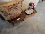 Small wood stool/pillow/basket w/ duck