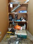 Contents of shelf- hardware, tools,misc.