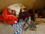 Blankets, pillows, table clothes, fabric